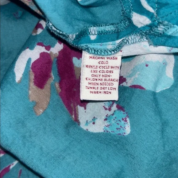🍪 JM Collection Floral Teal Cotton Tunic Top 16 - Picture 5 of 5
